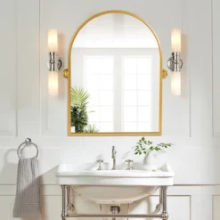 Zona Arch Metal Pivot Bathroom Vanity Mirror Tilting Vanity Mirrors For Wall 32"x24" - The Pop Home -Umbra Home Decor Shop GUEST 64e4e9d7 63c4 4c3f b88b 2f9c26559bac