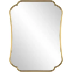 Uttermost Athena Brushed Brass 24" X 32" Curved Wall Mirror