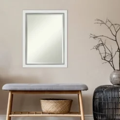 21" X 27" Eva White Narrow Framed Wall Mirror Silver - Amanti Art -Umbra Home Decor Shop GUEST 65234f69 c918 4bc3 9849 94da01cc5291