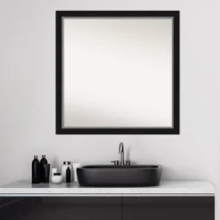 29" X 29" Non-Beveled Eva Narrow Bathroom Wall Mirror Black - Amanti Art -Umbra Home Decor Shop GUEST 653cf3e2 2dda 4d93 89b6 1e3a499c1da6