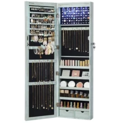 SONGMICS 6 LEDs Mirror Jewelry Cabinet, 47.2-Inch Tall Wall/Door Mounted Jewelry Armoire Organizer -Umbra Home Decor Shop GUEST 660ad603 8c61 4e90 99fc bc08364fb2cd