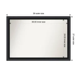 40" X 28" Non-Beveled Nero Black Wood Wall Mirror - Amanti Art: Modern Rectangular, Includes Mounting Hardware -Umbra Home Decor Shop GUEST 66119780 a052 4d95 ae49 3db69d6a1010