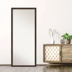 27" X 63" Non-Beveled Fresco Dark Walnut Wood Full Length Floor Leaner Mirror - Amanti Art -Umbra Home Decor Shop GUEST 668fc0e8 c26e 450d 9428 f7b2769fa9d0