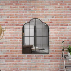 Metal Window Pane Inspired Wall Mirror With Arched Tops And Studs Black - Olivia & May -Umbra Home Decor Shop GUEST 671dc340 2d0f 43b3 9af3 646db00baf15