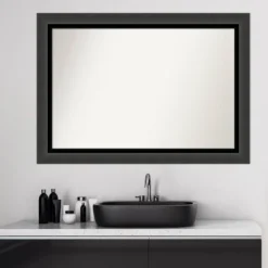 41" X 29" Non-Beveled Tuxedo Black Bathroom Wall Mirror - Amanti Art -Umbra Home Decor Shop GUEST 67ec70c4 2f4a 457f 878b 4e40c13c26c1