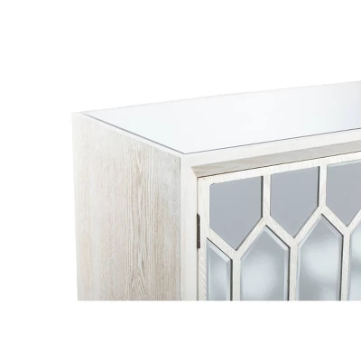 Modern Wood And Mirror Rectangular Cabinet White - Olivia & May 2 Modern Wood And Mirror Rectangular Cabinet White - Olivia & May - Image 2