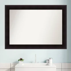 42" X 30" Non-Beveled Portico Espresso Wood Bathroom Wall Mirror - Amanti Art -Umbra Home Decor Shop GUEST 6858f1e6 8c95 4aec a894 83482b898616