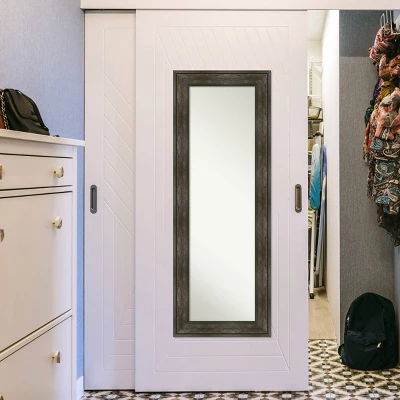 20" X 54" Non-Beveled Rail Rustic Char Full Length On The Door Mirror - Amanti Art 5 20" X 54" Non-Beveled Rail Rustic Char Full Length On The Door Mirror - Amanti Art - Image 5