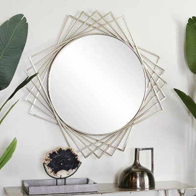 Metal Geometric Wall Mirror - Olivia & May 7 Metal Geometric Wall Mirror - Olivia & May - Image 7