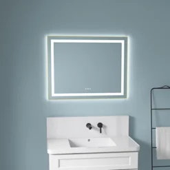 36 X 28 Inch LED Bathroom Mirror With Front And Backlight,Wall Mounted Vanity Mirror With Aluminum Frame,Anti-Fog, Memory, 3 Colors, Stepless Dimmable