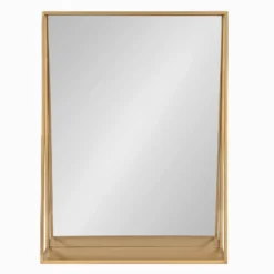 18" X 24" Lintz Functional Wall Mirror Gold - Kate & Laurel All Things Decor