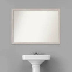 41" X 30" Non-Beveled Marred Wood Bathroom Wall Mirror Silver - Amanti Art -Umbra Home Decor Shop GUEST 6a40124f 050c 4439 9e05 af5beff2d0af