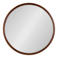 30" McLean Round Wall Mirror Walnut Brown - Kate & Laurel All Things Decor