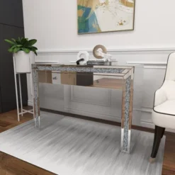 Glam Mirror And Glass Console Table Desk Silver - Olivia & May -Umbra Home Decor Shop GUEST 6b05af4f 1abb 4e46 ba55 e02800beff69