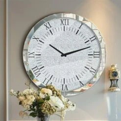 Sparkly Wall Clock Mirror Crushed Diamond Silver Crushed Crystal Filled 24x24 In -Umbra Home Decor Shop GUEST 6b30a7ba 643b 40ba 8f1e 419b7612a392