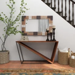 Rectangle Wood Wall Mirror With Faux Metal Details Brown - Olivia & May -Umbra Home Decor Shop GUEST 6b327916 d9df 407e 98a2 c24f22fffd25