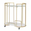 Pavillion 2 Tier Oval Bar Serving Cart Shelves With Glass Mirror Gold - Studio Designs