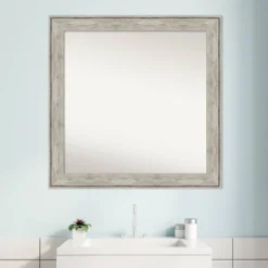 31" X 31" Non-Beveled Crackled Bathroom Wall Mirror Metallic Silver - Amanti Art -Umbra Home Decor Shop GUEST 6c115044 2553 4396 b01b 8d7ae18da94d