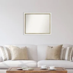 Amanti Art 31" X 25" Non-Beveled Eva White Gold Narrow Wall Mirror : Modern Rectangle, Polystyrene Frame -Umbra Home Decor Shop GUEST 6c1d8e4e 40d5 4c55 a91b b535aeb7e2bf