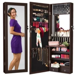 Best Choice Products Hanging Mirror Jewelry Armoire, Door Or Wall Mounted Cabinet W/ LED Lights, Lock -Umbra Home Decor Shop GUEST 6c78b793 4690 4c02 a22c c022dcbb0759