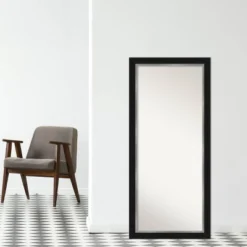 30" X 66" Non-Beveled Eva Black Silver Full Length Floor Leaner Mirror - Amanti Art -Umbra Home Decor Shop GUEST 6c9d402c 6ac9 46ee 9556 6a58cb7a550c