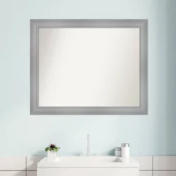 32" X 26" Non-Beveled Flair Bathroom Wall Mirror Polished Nickel - Amanti Art -Umbra Home Decor Shop GUEST 6cc6513b cf5b 4380 99bc 226ccf0a838d