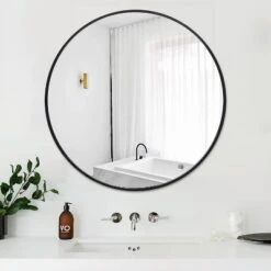Serio Circle Brushed Aluminum Frame Large Circle Black Round Wall Mirror -The Pop Home -Umbra Home Decor Shop GUEST 6d559a2d 0605 420f a42a 4eb9232b96c6
