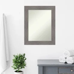 24" X 30" Non-Beveled Pinstripe Plank Gray Bathroom Wall Mirror - Amanti Art -Umbra Home Decor Shop GUEST 6de649c5 13cd 4449 9249 9a0e1fe343de
