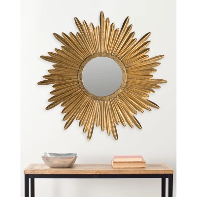 Sunburst Decorative Wall Mirror Gold - Safavieh 1 Sunburst Decorative Wall Mirror Gold - Safavieh