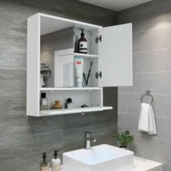 Costway Bathroom Cabinet Medicine Cabinet Double Mirror Door Wall Mount Storage Wood Shelf White -Umbra Home Decor Shop GUEST 6e64d9c1 fa37 4d5a a269 6eae4364f4ed