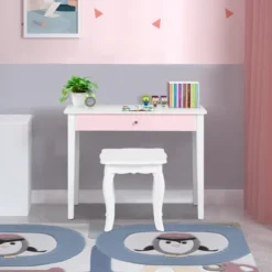 Costway Kids Vanity Set Princess Makeup Dressing Play Table Set W/Mirror White Pink -Umbra Home Decor Shop GUEST 6ee985af 3cff 496d bbd1 534f36e8a71e