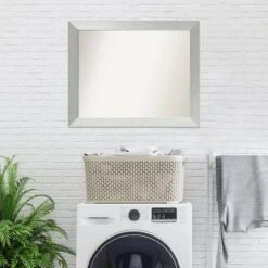 32" X 26" Non-Beveled Wood Bathroom Wall Mirror Brushed Sterling Silver - Amanti Art -Umbra Home Decor Shop GUEST 6f20667d 7923 4960 8d65 c44dc576a347