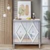 Buck 31.5" W 2 Mirror Trim And Diamond Shape Design Multi-functional Retro Entryway Storage Cabinet With 1 Adjustable Inner Shelf-Maison Boucle