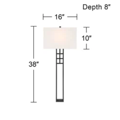 Possini Euro Design Ventano Modern Wall Lamps Set Of 2 Black Plug-In 16" Fixture White Linen Fabric Shades For Bedroom Mirror -Umbra Home Decor Shop GUEST 6f9452b2 1c12 4e08 813e 08d721edfd70