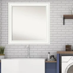 31" X 31" Non-Beveled Craftsman Wood Bathroom Wall Mirror White - Amanti Art -Umbra Home Decor Shop GUEST 6fce7e28 8a84 4879 814e ce638ab2da5b
