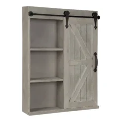 Decorative Wood Wall Storage Cabinet With Vanity Mirror Rustic Gray - Kate & Laurel All Things Decor -Umbra Home Decor Shop GUEST 703bfe66 a99b 4fd9 917d 1f7a8019ec3b