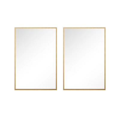 Lirago 36" Modern Gold Framed Bathroom Mirror Sleek Rectangular Vanity Mirror With Easy Installation For Bathroom Bedroom Or Entryway Set Of 2 6 Lirago 36" Modern Gold Framed Bathroom Mirror Sleek Rectangular Vanity Mirror With Easy Installation For Bathroom Bedroom Or Entryway Set Of 2 - Image 6