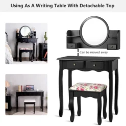 Tangkula Vanity Table Set W/Detachable Mirror & Stool Black/White -Umbra Home Decor Shop GUEST 7172335f 408a 455b 91b6 1321f1fd5241