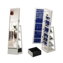 Maliang Standing Jewelry Cabinet Armoire With Full Length Mirror, Lockable, White -Umbra Home Decor Shop GUEST 717d1ab2 4194 4618 91d2 7e758659fb32 1