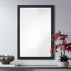 Possini Euro Design Metzeo Rectangular Vanity Decorative Wall Mirror Modern Beveled Edge Matte Black Metal Frame 22" Wide Bathroom