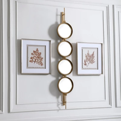 Uttermost Modern – Button Gold Mirror 59.875" X 9.875" Slim Iron & Glass Wall Accent 2 Uttermost Modern – Button Gold Mirror 59.875" X 9.875" Slim Iron & Glass Wall Accent - Image 2