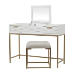 Contemporary Wood Console Table Dressing Table Desk With Mirror And Stool Set - Olivia & May -Umbra Home Decor Shop GUEST 72f97ac1 5b5c 4e39 80b9 4faed2c118fa