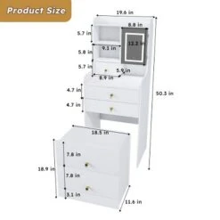 TOBILI 3-in-1 Dressing Table With LED Mirror & Storage Stool - Compact Makeup Vanity With 4 Drawers,White Density Board Design Organization -Umbra Home Decor Shop GUEST 7331309f 8773 478d 9135 9487ac204b9e