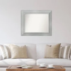 35" X 29" Non-Beveled Romano Silver Wood Wall Mirror - Amanti Art: Modern Rectangle, Includes Mounting Hardware -Umbra Home Decor Shop GUEST 7367b594 d4a8 4a35 8b19 e4246adb8631