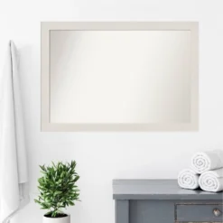 40" X 28" Non-Beveled Rustic Plank White Narrow Bathroom Wall Mirror - Amanti Art: Includes Mounting Hardware -Umbra Home Decor Shop GUEST 7388ee1f 7df2 41c4 ac2b 6c9c12a2d635