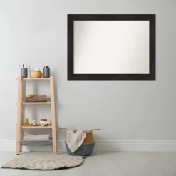 44" X 33" Non-Beveled Furniture Bathroom Wall Mirror Espresso Brown - Amanti Art: Modern Rectangular, Polystyrene Frame, Wall Mounted -Umbra Home Decor Shop GUEST 73b37d59 0817 4079 a199 fcc5befd9c9b