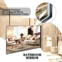 40x30inch Glossy Black Bathroom Mirrors For Wall Rectangle Vanity Mirror Corner Hangs Farmhouse Mirror Modern Metal Framed Rectangular Mirror -Umbra Home Decor Shop GUEST 73e1135a ec91 4e50 bcd7 c52711015962