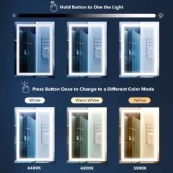 Remy Rectangular Frameless Anti-Fog Aluminum Front-lit Tri-color LED Bathroom Vanity Mirror With Smart Touch Control - JONATHAN Y -Umbra Home Decor Shop GUEST 73f45da5 3ede 4b52 82df 7ca2de016976