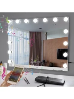 Fenchilin Large Hollywood Lighted Makeup Vanity Mirror With 15 Dimmable LED Bulbs And Bluetooth Speaker For Dressing Room And Bedroom Or Wall-Mounted -Umbra Home Decor Shop GUEST 740c74ec 1c44 4754 9351 02c1000fefed