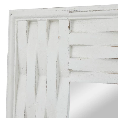 Contemporary Wood Rectangle Wall Mirror Textured Frame White - Olivia & May 2 Contemporary Wood Rectangle Wall Mirror Textured Frame White - Olivia & May - Image 2